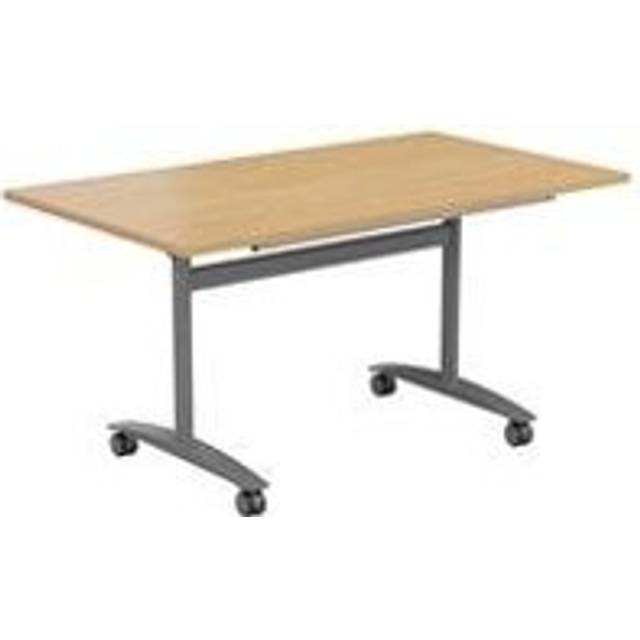 Tc One Tilting Table 1200 x 700 - Oak Top and Silver Legs