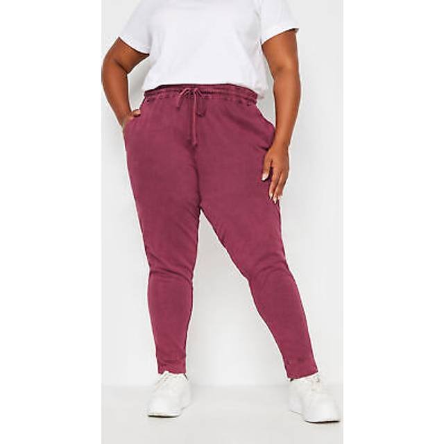 Yours Curve Red Acid Wash Joggers, Women's Curve & Plus Size, Yours - 30-32