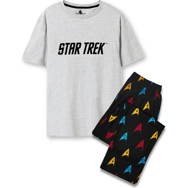 (X-Large) Star Trek Short Sleeve Long Leg Pyjama Set (Mens Black)