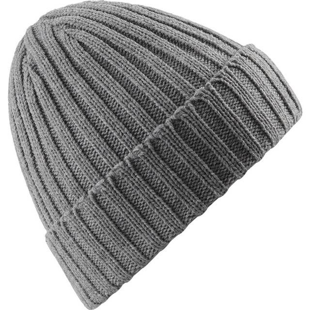 (One size, Heather Grey) Beechfield Unisex Chunky Ribbed Winter Beanie Hat