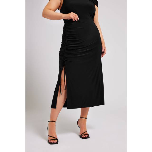 Yours London Curve Black Ruched Midaxi Skirt, Women's Curve & Plus Size, Yours London - 24
