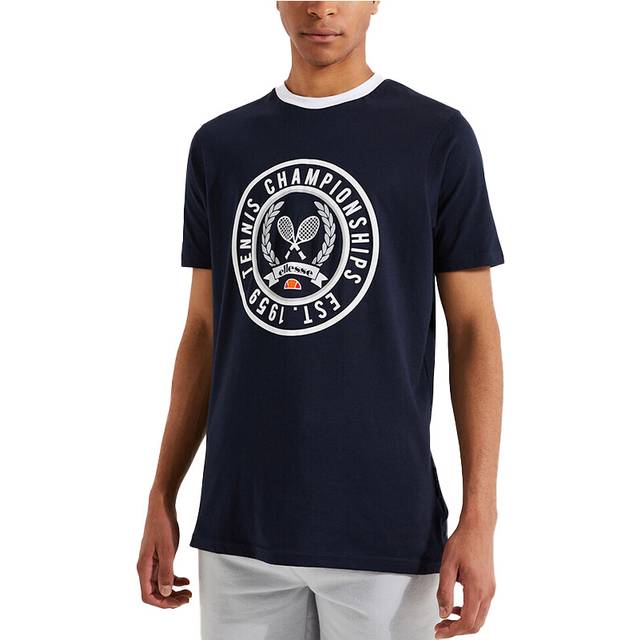 Men's ELLESSE SEGNA Mens T Shirts Crew Neck Short Sleeve Cotton Summer Holiday Tee NEW - Navy - Size: Regular/36