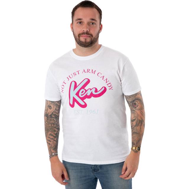 (Large) Barbie Short Sleeved T-Shirt (Mens White)