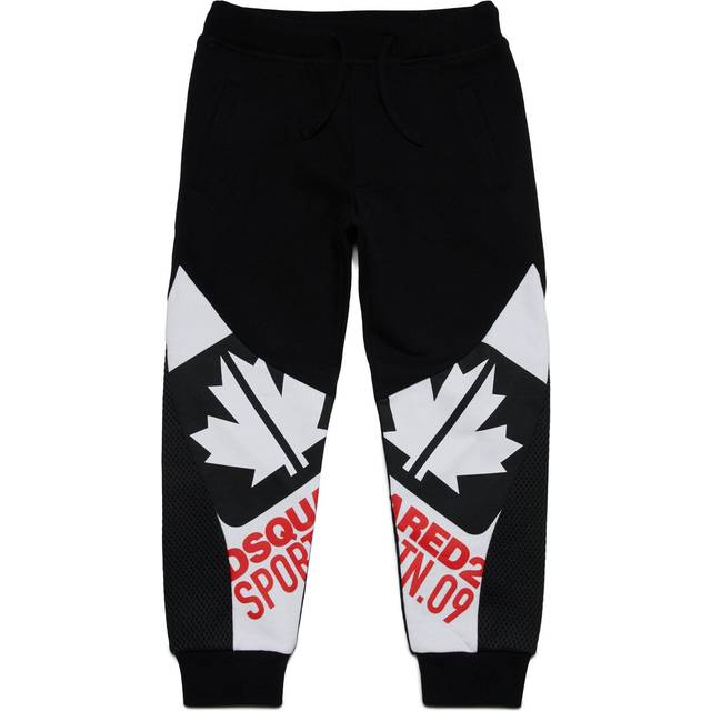Dsquared2, Sweatpants, unisex, Black, 14 Y, Multi-layer Fleece and Mesh Jogger Trousers