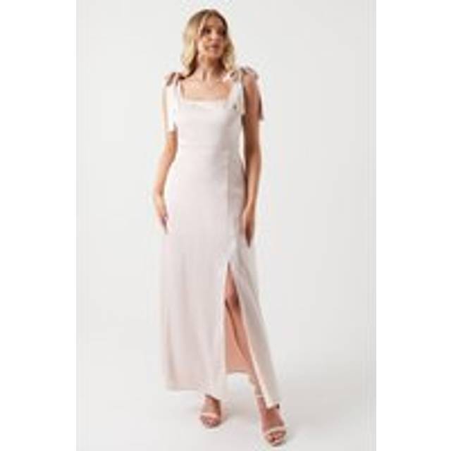 Oasis Satin Tie Shoulder Midi Bridesmaid Dress In Blush - blush - 10
