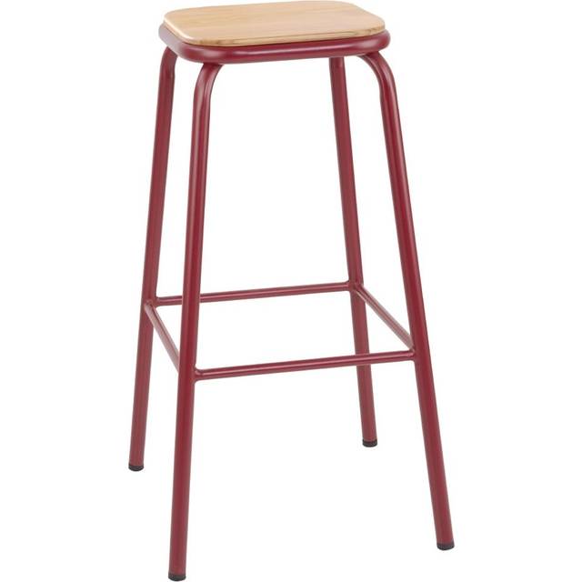 Bolero Cantina High Stools with Wooden Seat Pad Wine Red (4 pack)
