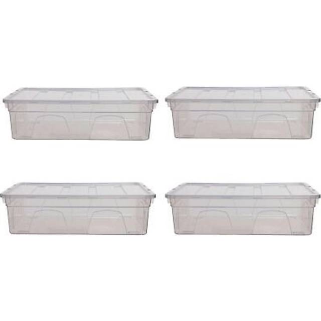 4x 36cm Storage Box Spacemaster Clear Plastic Stackable Home Storage