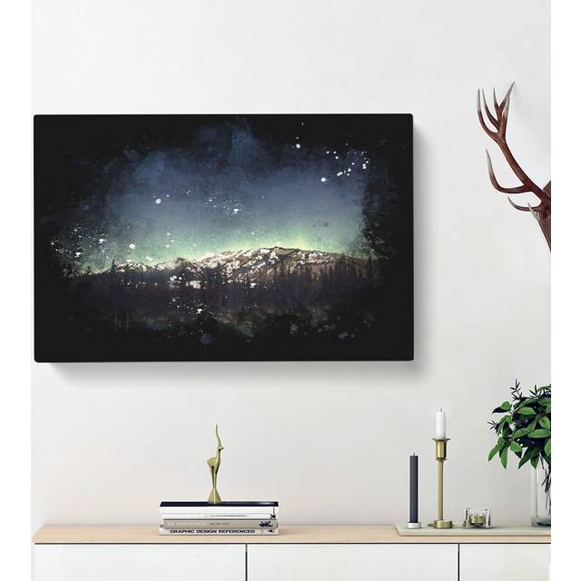 Northern Lights over in Canada - Wrapped Canvas Painting Print (35cm H x 50cm W x 3cm D)