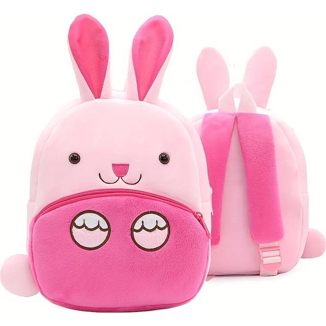 (Rabbit) Cute Plush Animal Toddler Backpack - Lightweight & Foldable Travel Bag for Boys & Girls - Perfect Gift Idea