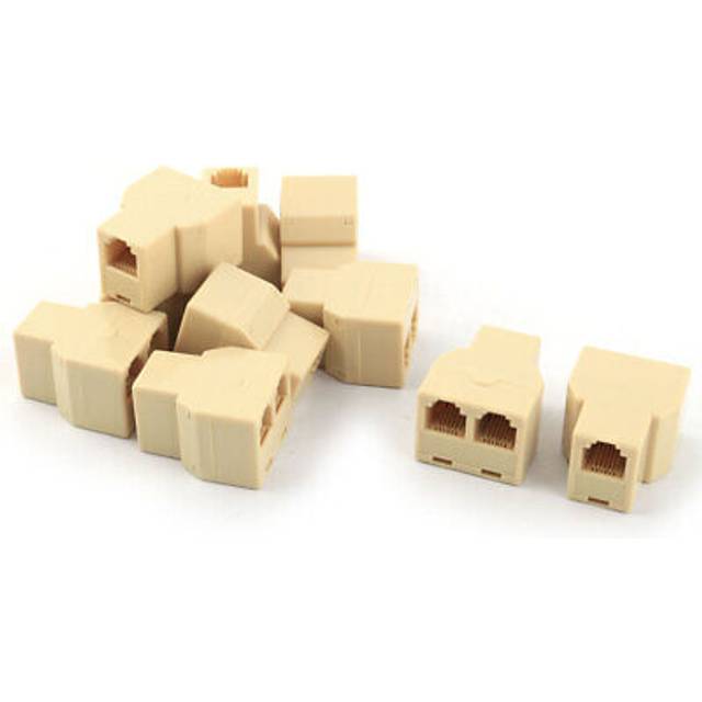 Rj12 6p6c 1 female to 2 female telephone wire cable splitter 10pcs