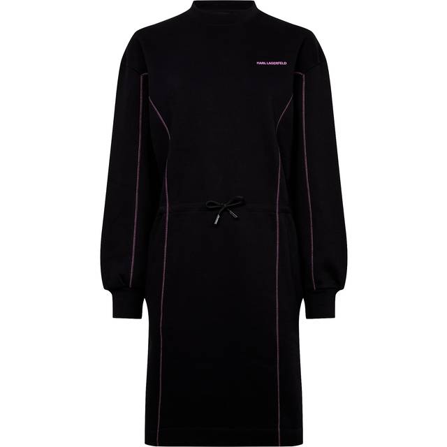 Karl Lagerfeld, Contrast Stitch Sweatshirt Dress, Woman, Black/Pink, Size: S - Black/pink