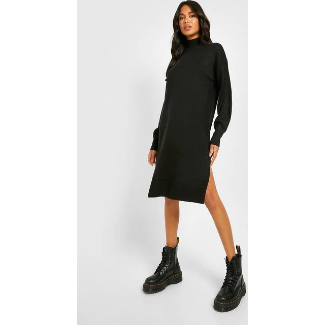 Womens Roll Neck Jumper Dress - Black - Xs, Black