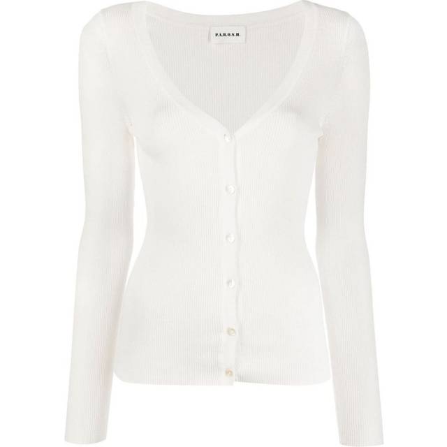 ribbed-knit cardigan - XS PANNA (XS)