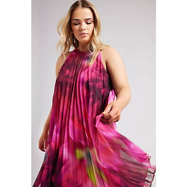 Yours London Curve Pink Floral Print Halter Neck Dress, Women's Curve & Plus Size, Yours London - 14