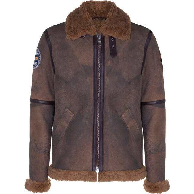 (3XL) Men's Brown B3 Sheepskin WW2 Flying Aviator Jacket