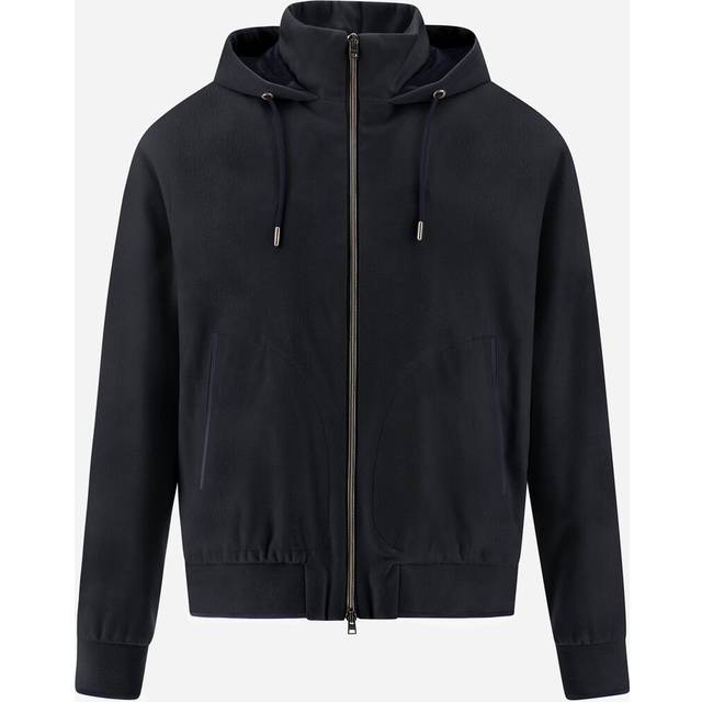 Herno Resort Bomber Jacket In Cashmere Silk - Male Bomber Navy Blue 58