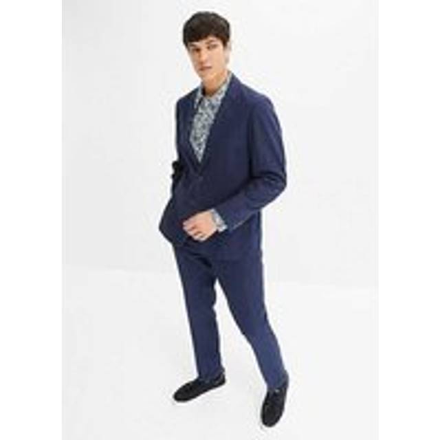 bonprix 2-Piece Linen Slim Fit Suit - Dark Blue
