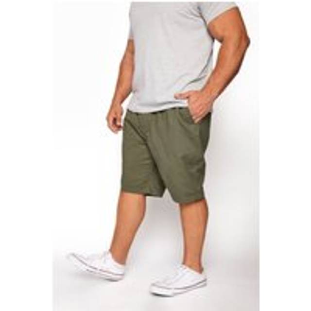 Size 4Xl Mens Badrhino Big & Tall Khaki Green Stretch Elasticated Waist Chino Shorts Big & Tall - 4XL
