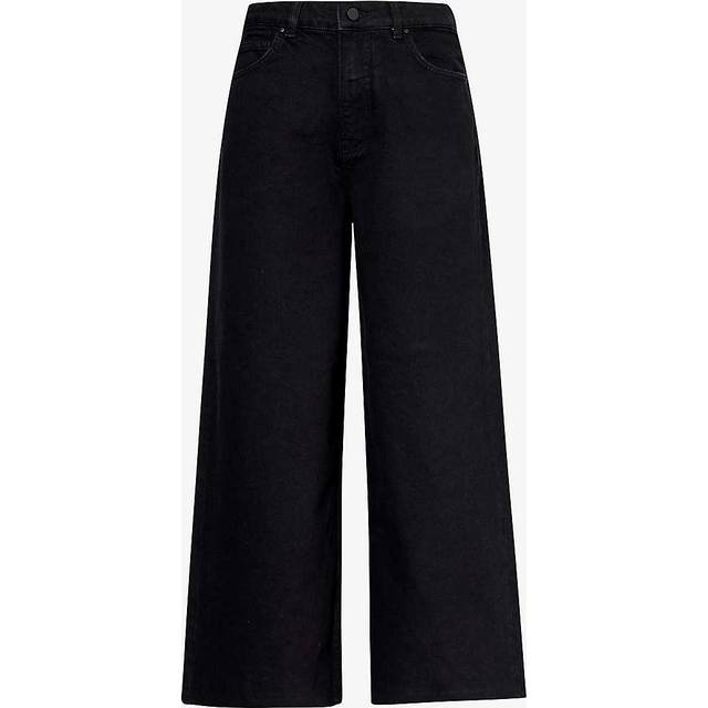 Me and Em Womens Black Cropped Wide-leg Mid-rise Denim Jeans 28 - BLACK