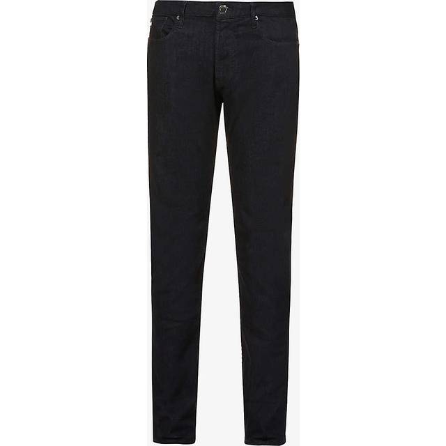 Emporio Armani Mens Denim Blu Eagle Logo-embossed Brand-patch Slim-fit Stretch-denim Jeans 30/30 - DENIM BLU