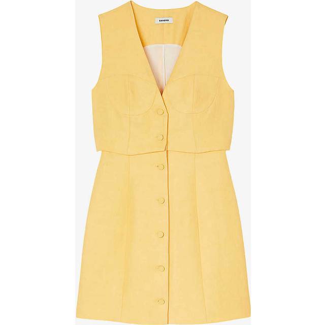 Sandro Womens Jaunes / Oranges Corset-style Straight Woven Mini Dress 8