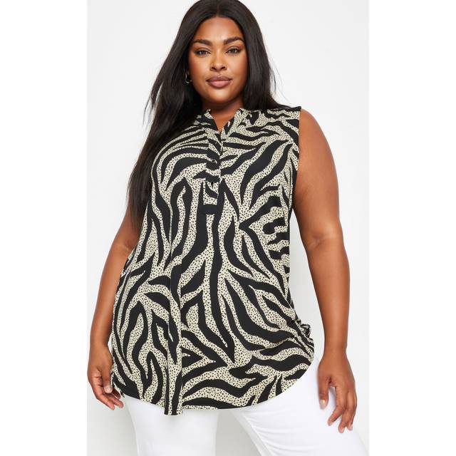 Yours Curve Black Zebra Print Sleeveless Blouse, Women's Curve & Plus Size, Yours - 38-40