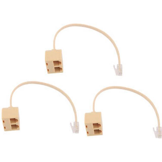 Rj11 double holes female telephone wire cord inline connector splitter 3 pcs