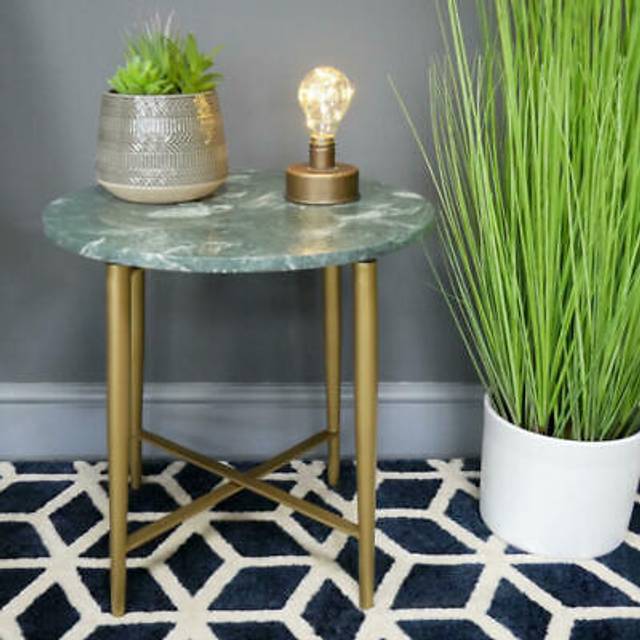Contemporary marble top sage coffee table