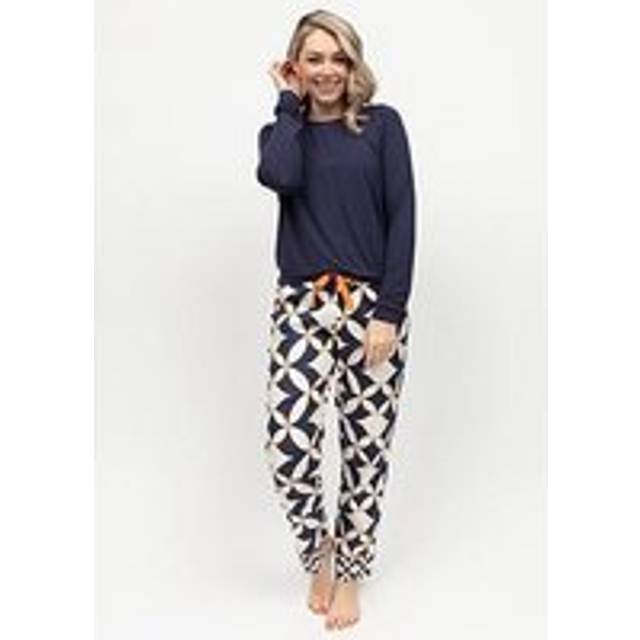 Cyberjammies Taylor Navy Big Geo Print Pyjama Bottoms - Blue, Blue, Size 26, Women