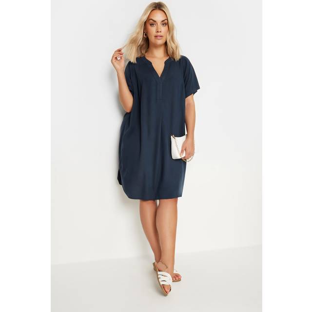 Yours Curve Navy Blue Short Sleeve Tunic Dress, Women's Curve & Plus Size, Yours - 22-24