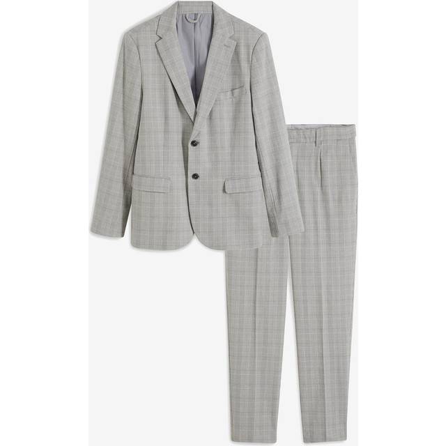 bonprix 2-Piece Check Slim Fit Suit - Light Grey