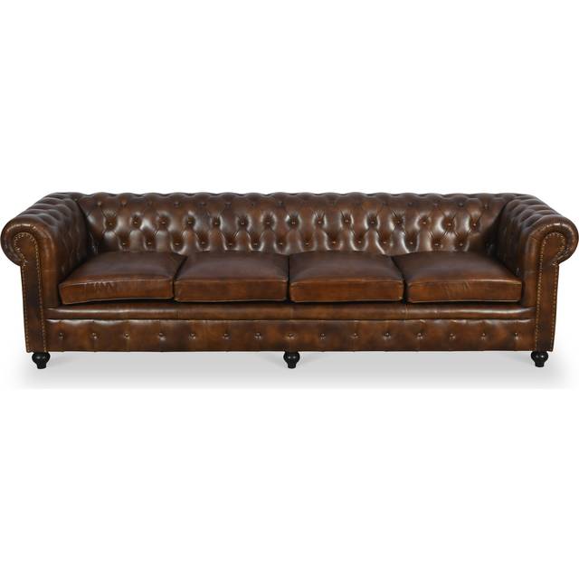 Nina Real Leather Chesterfield 4 Seater Sofa | Roseland