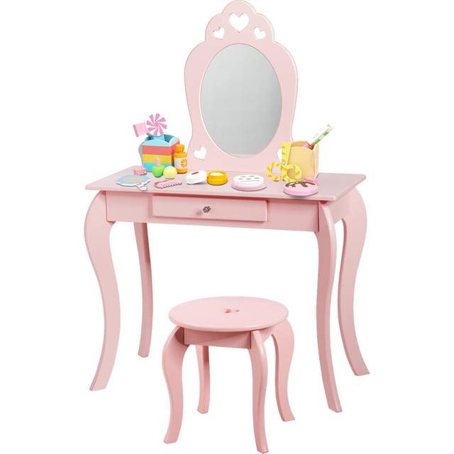2 in 1 Kids Vanity Table and Chair Set Makeup Dressing Table