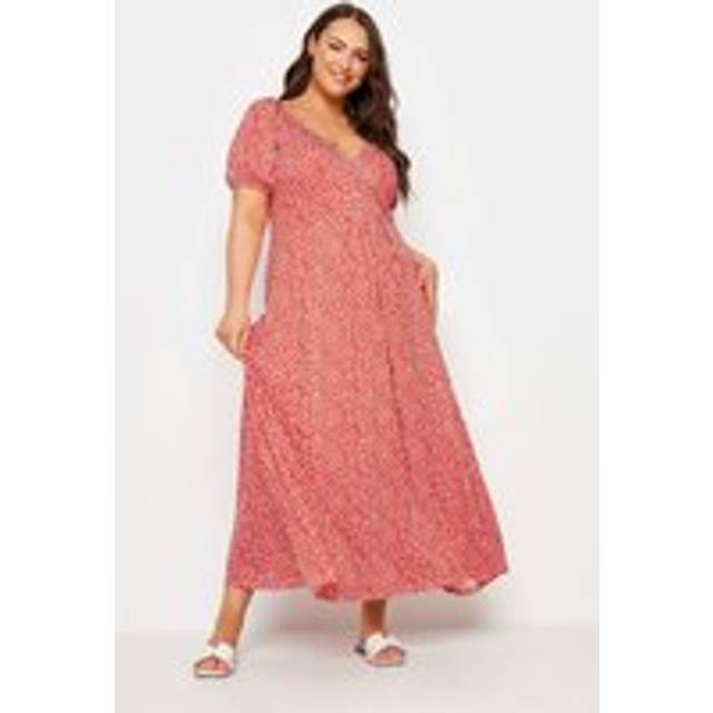 Yours Curve Red Ditsy Floral Print Wrap Dress, Women's Curve & Plus Size, Yours - 26-28