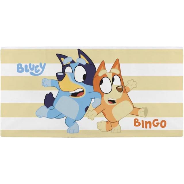 Bluey Bingo Stripe Beach Towel Kids Swim Bath Holiday Children Bath Towels Tv Show Gift, 70 x 140 cm, Blue,red