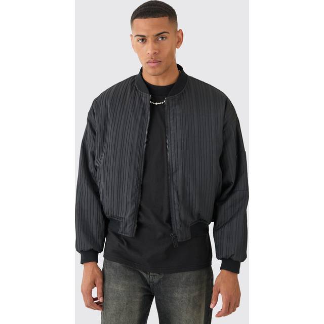 Pleated Bomber Jacket In Black - L