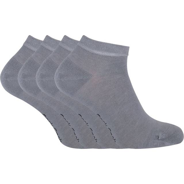 (7-11 UK, Grey) SOCK SNOB - 4 Pairs Bamboo Low Cut Ankle Trainer Socks for Men & Women