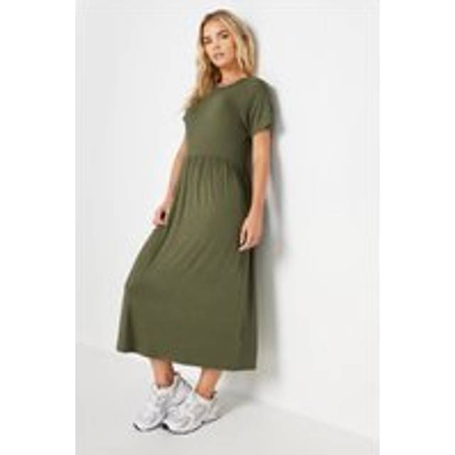 Pixiegirl Khaki Green Midi Smock Dress 12 Pixiegirl | Petite Women's Midi Dresses