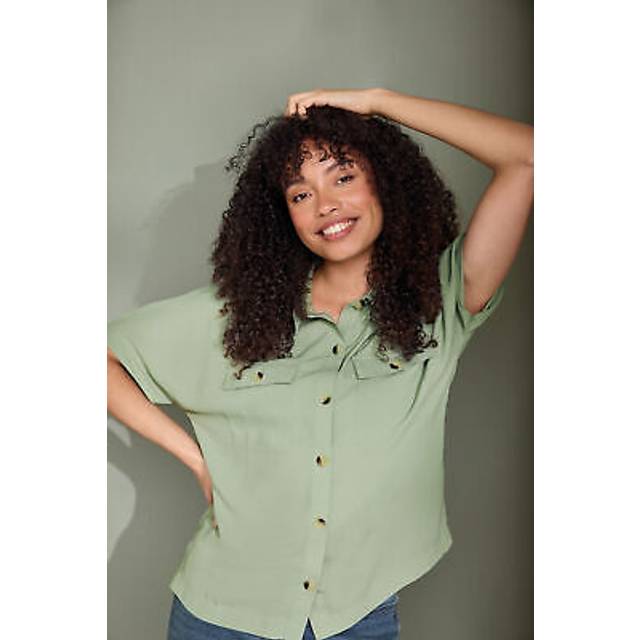 M&Co Sage Green Short Sleeve Utility Shirt 12 M&Co Womens