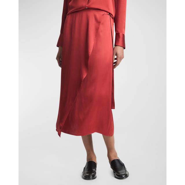 Draped D-Ring Wrap Skirt in Dark Scarlet - 4 US