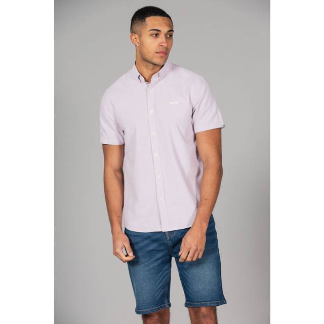 Tokyo Laundry Mens Lilac Cotton Short Sleeved Button-Up Oxford Shirt - Size Small
