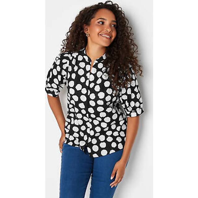 M&Co Black Polka Dot Puff Sleeve Shirt 18 M&Co Womens