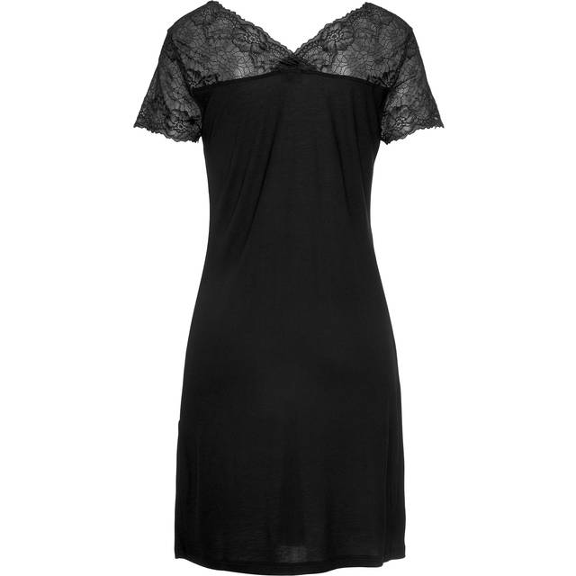 LASCANA Lace Insert Nightie - Black
