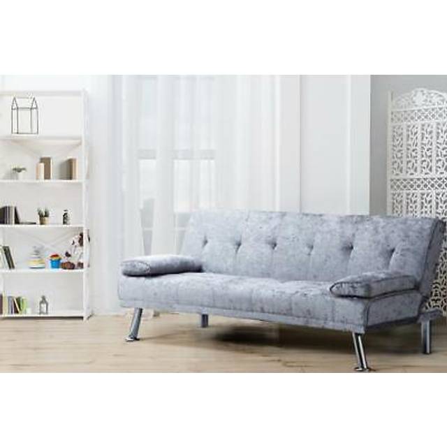 Italian designer crush velvet style sofa bed with chrome legs in 4 colours