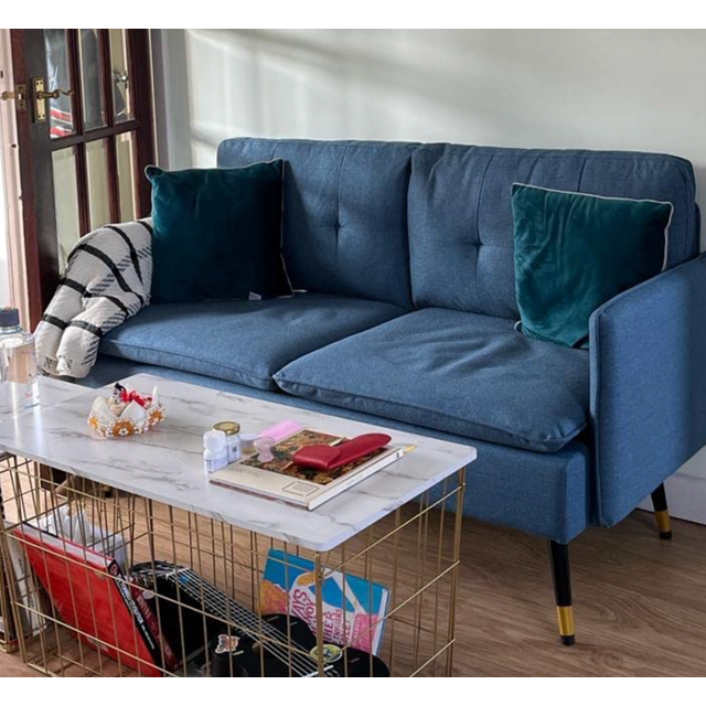 Retro sofa settee vintage mid century style 2 seater small fabric loveseat couch