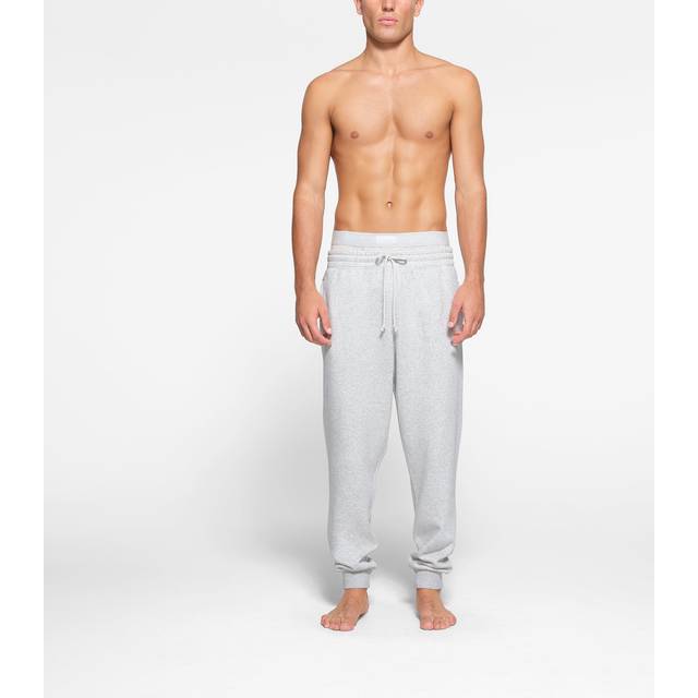 SKIMS Mens Tapered Jogger Pants | Grey | Large | Fleece Lounge - Light Heather Grey