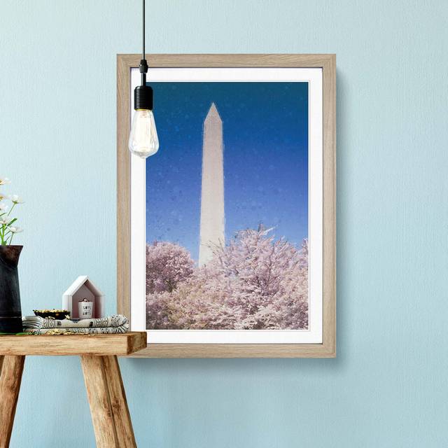 The Washington Monument - Picture Frame Graphic Art Print - Oak (50cm H x 35cm W x 2cm D)