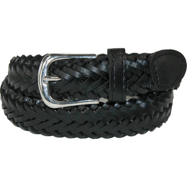 CTM Boys' Leather 3/4 Inch Adjustable Braided Dress Belt - Black (Xlarge)