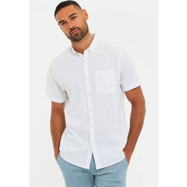 Threadbare Short Sleeve Linen Blend Shirt - Denim