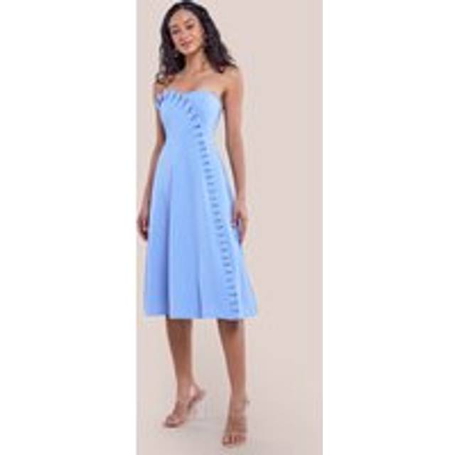 Goddiva Frilled Halter Neck Strap Midi Dress - Cornflower Blue - 16